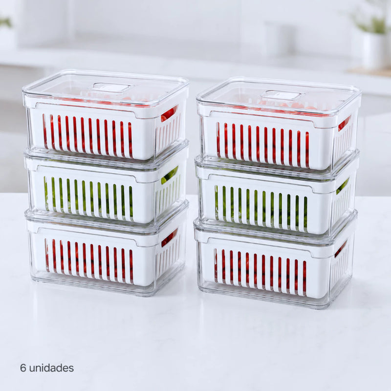 Kit 6 Organizadores 2,2 Litros de Geladeira Acrílico
